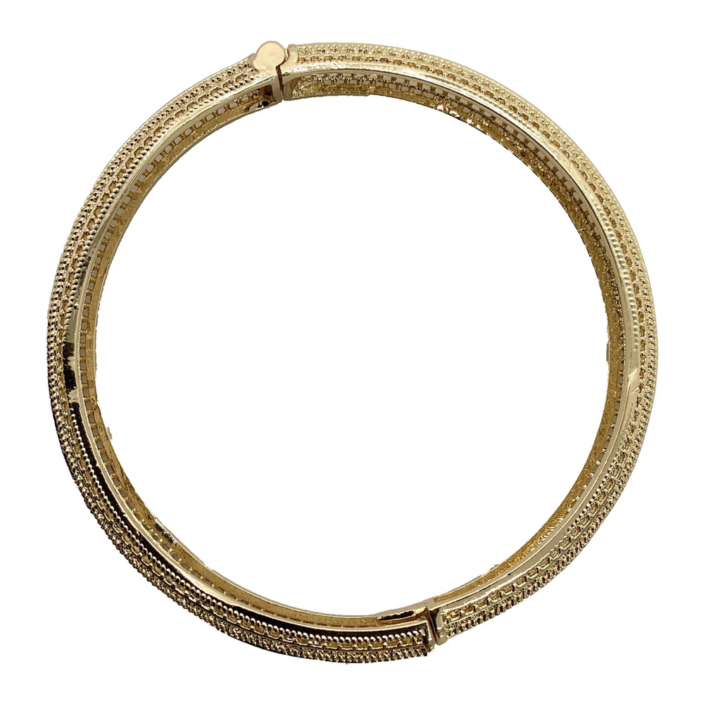 14k Gold Plated Greek Key Hinged Bangle Bracelet NWOT - Picture 4 of 5